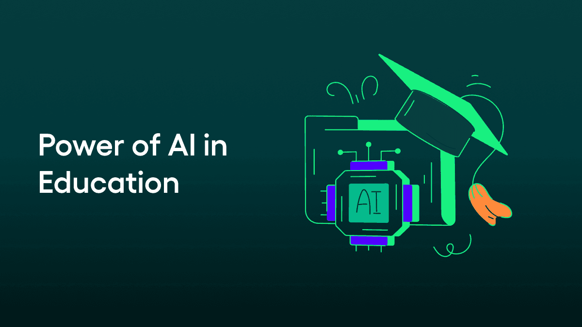 Power of AI in Education illustration with an AI chip and graduation cap